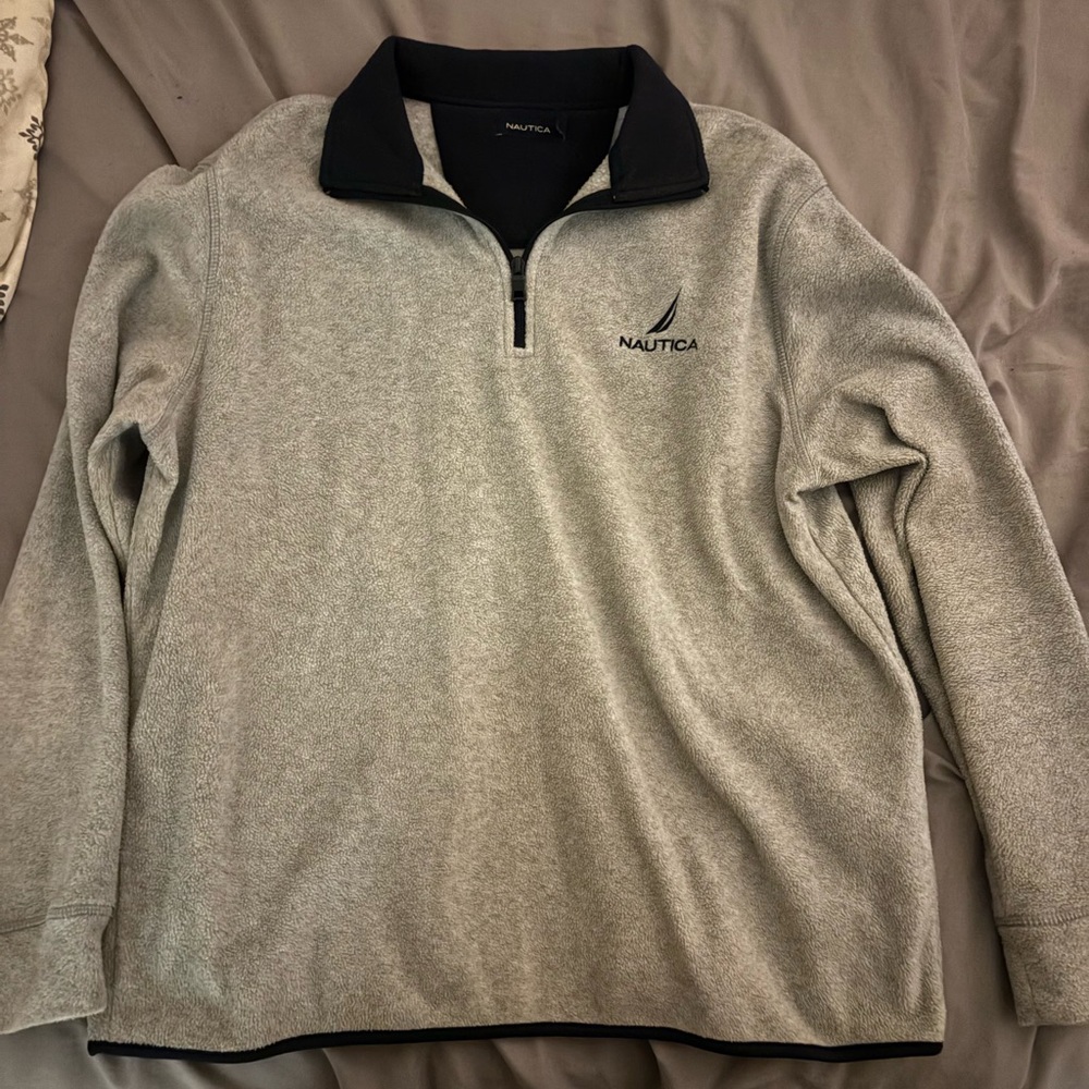 Nautica Men's Light Gray Zip-Up Sweater